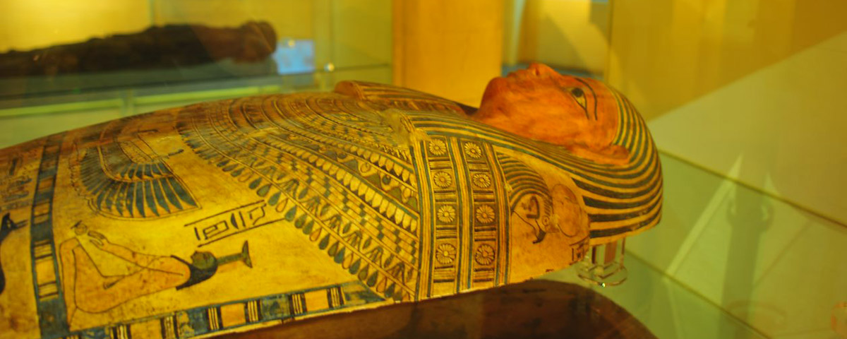 人型棺柩內的死者若留存木乃伊該是未成年的狄克努 (Di．khnoum)  -科博館生命科學廳