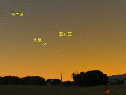 圖二 九月三十日水星東大距時，水星的位置。