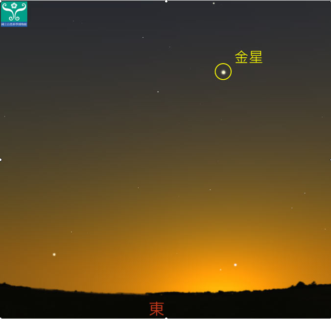 圖二 十月的清晨金星的位置。