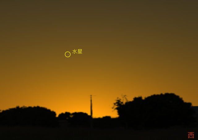 圖二 一月二十二日水星東大距時，水星的位置。