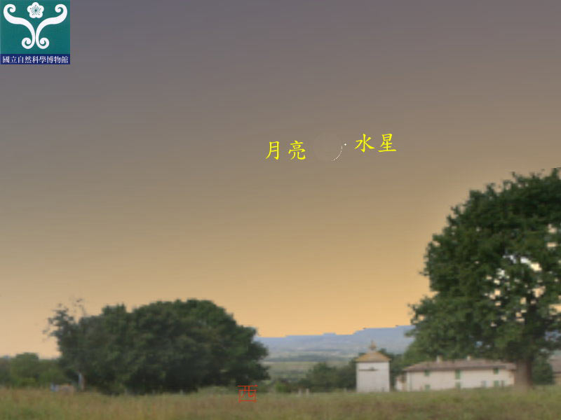 圖三 水星合月示意圖。 圖三 水星合月示意圖。