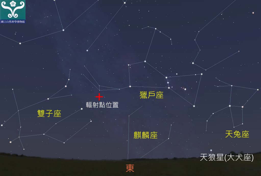 圖六 「獵戶座流星雨」輻射點位置。