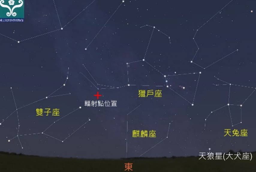 圖一 「獵戶座流星雨」輻射點位置。