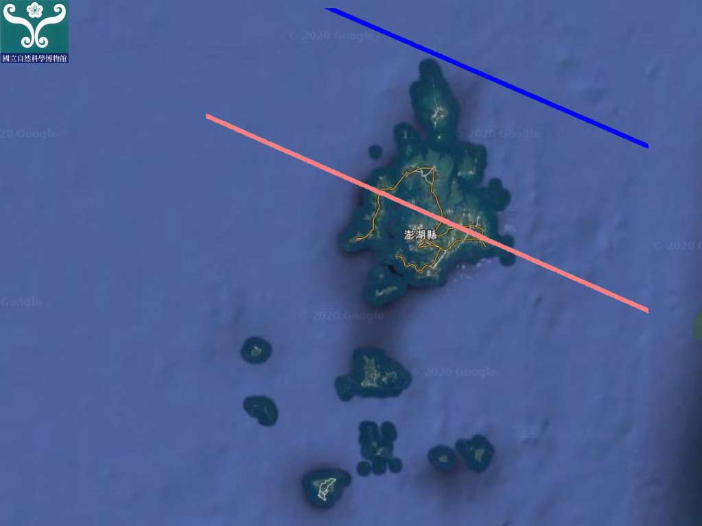 圖四 「日環食帶」經過澎湖縣示意圖。