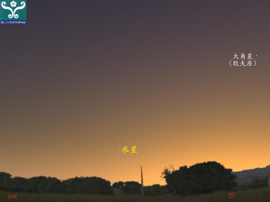 圖一 水星東大距示意圖。 圖一 水星東大距示意圖。