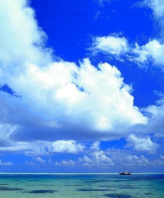 Beautiful sea, blue sky and clouds.