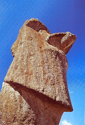 Megalithic statues on the Polynesian Easter Island.