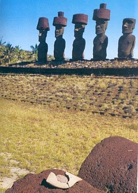 Megalithic statues on the Polynesian Easter Island.